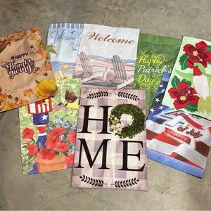 Eight small outdoor flags